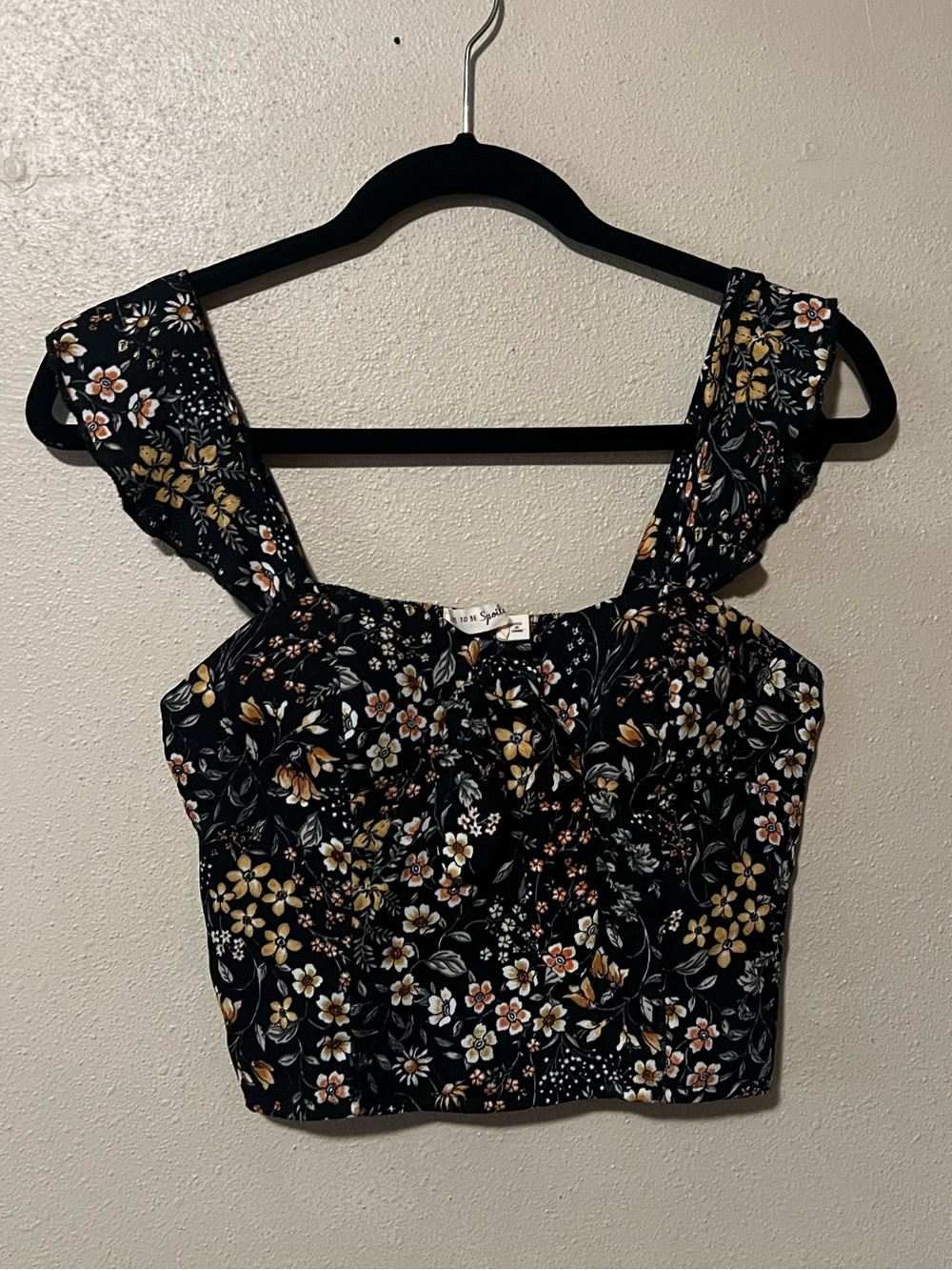 Floral Crop Top - Black and yellow